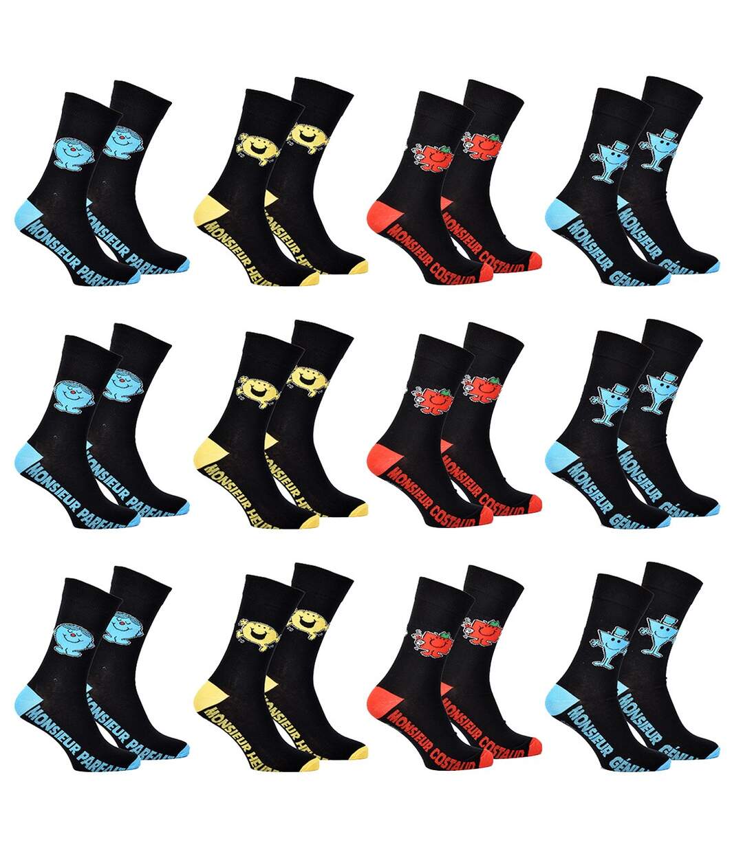 Chaussettes HOMME Licence PACK DE 12 PAIRES SURPRISE Pack 12 MONSIEUR MADAME