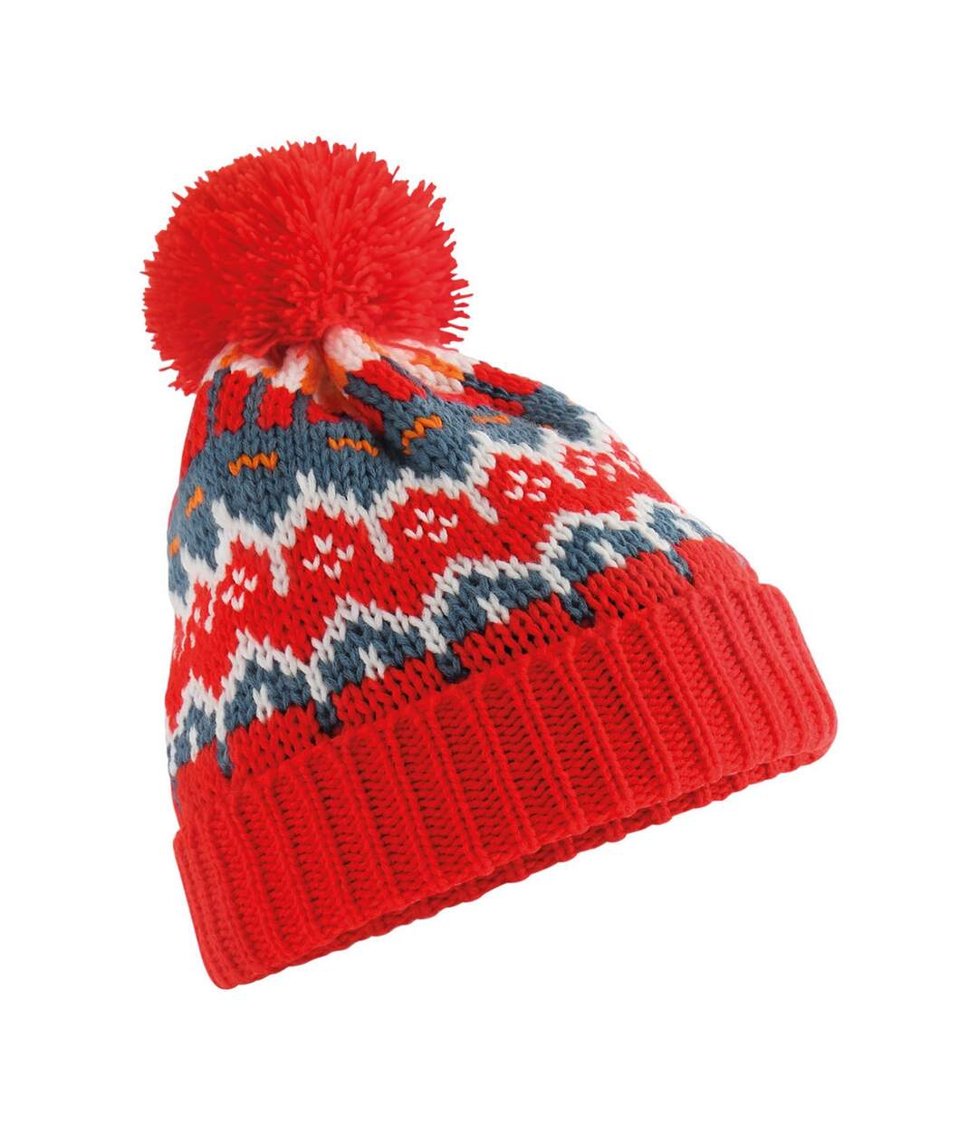 Bonnet Ski Motif/style Rétro Adulte Rouge Vif Beechfield-1