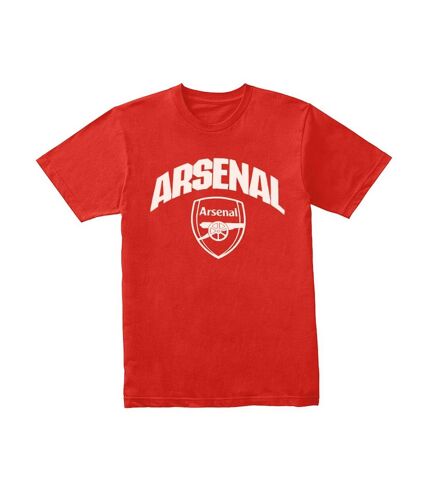 Arsenal FC Unisex Adult Wordmark Crest T-Shirt (Red) - UTBS3666