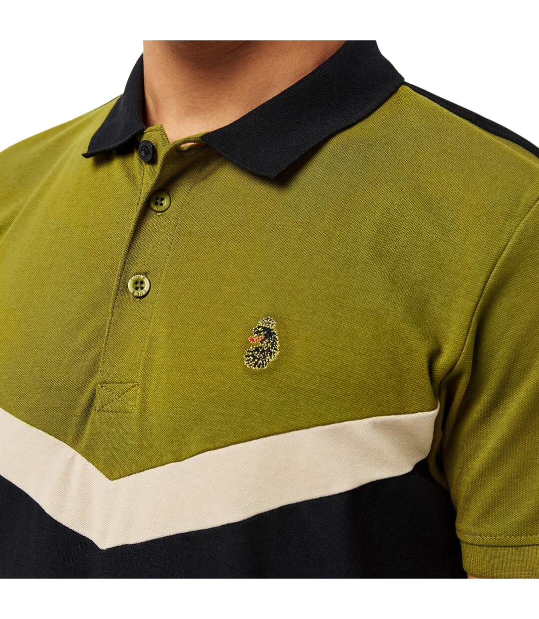 Mens Cala Mayor Chevron Polo Shirt Cardamom Seed Black Luke 1977-4