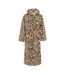 Womens/ladies Leopard Pattern Hooded Robe Brown Black Linea-1