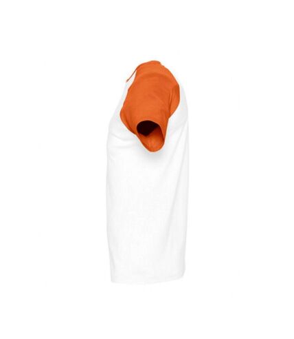 SOLS Mens Funky Contrast Short Sleeve T-Shirt (White/Orange)