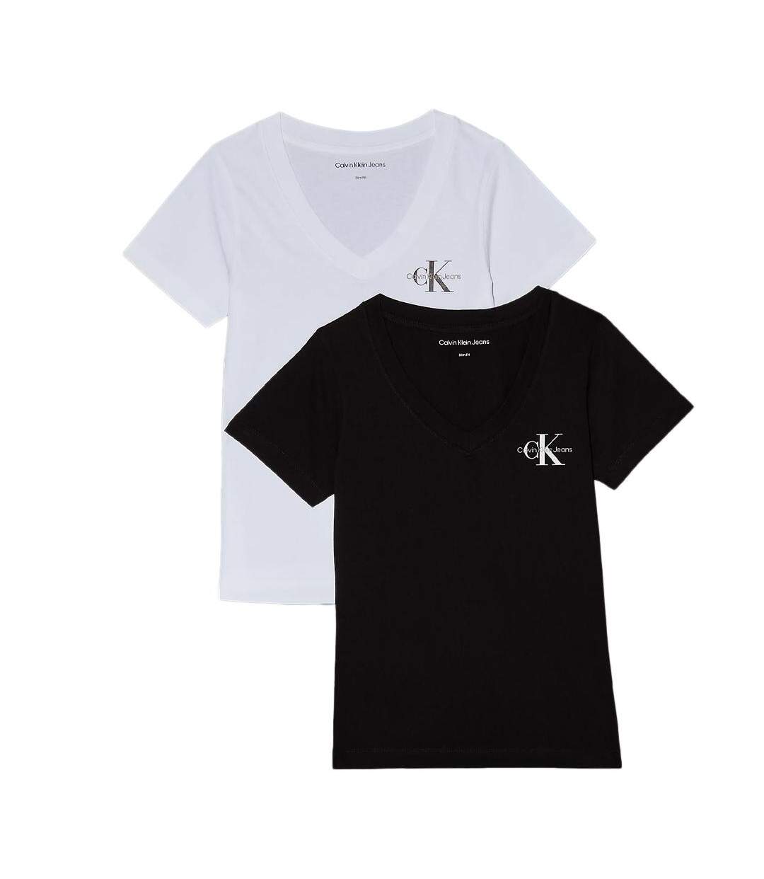 2x t-shirt blanc/noir femme calvin klein jeans j20j223447 - l-1