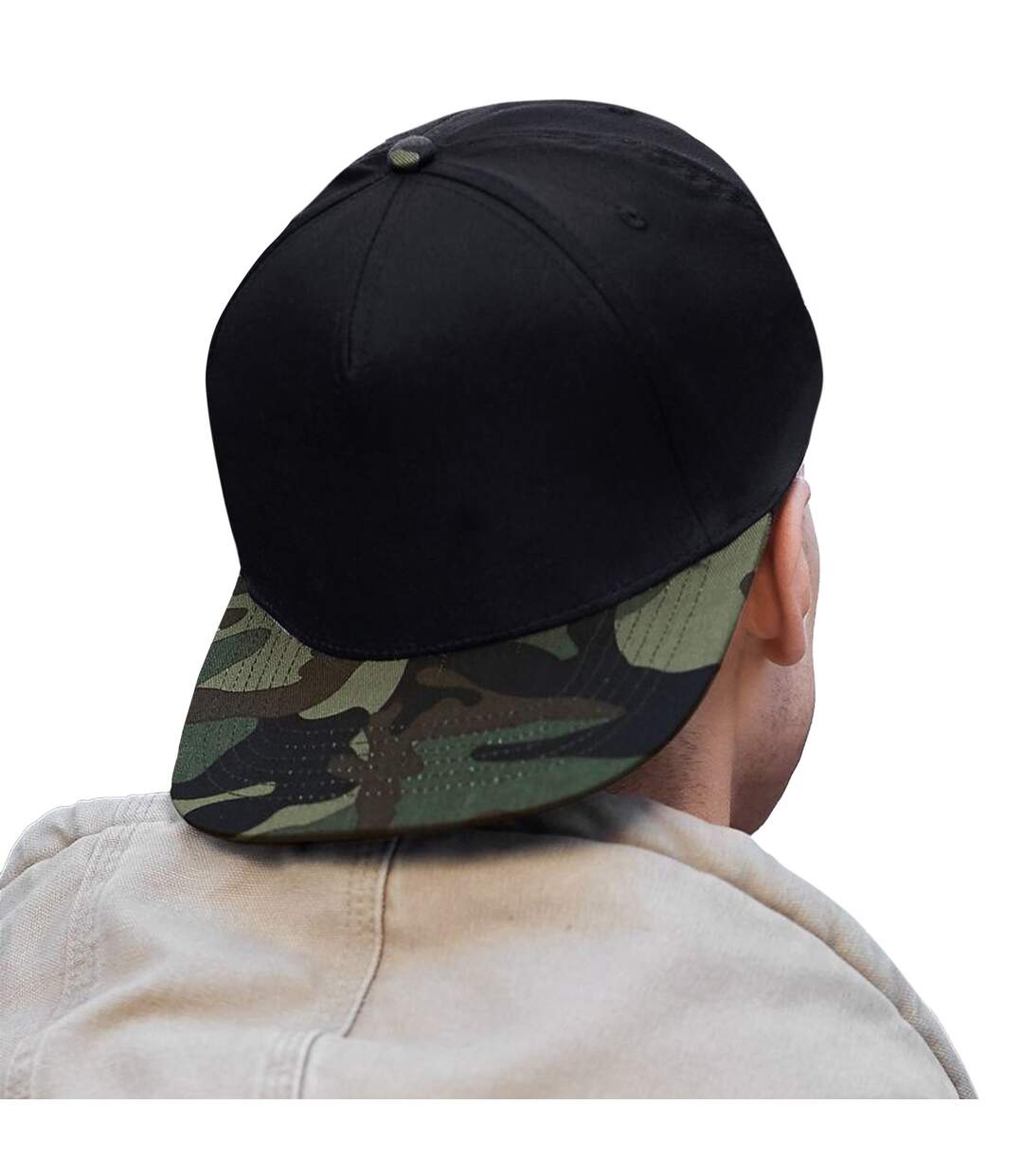 Beechfield Camouflage Retro Snapback Cap (Black/ Jungle Camo) - UTRW2610-2