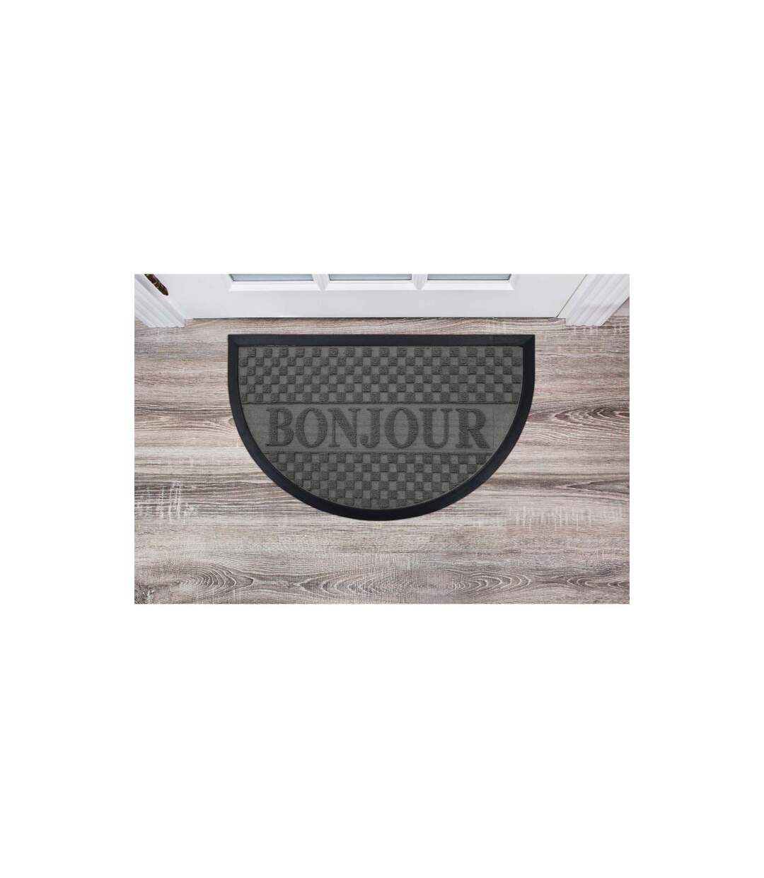 Tapis d'Entrée Demi-Lune Bonjour 45x75 cm Gris-3