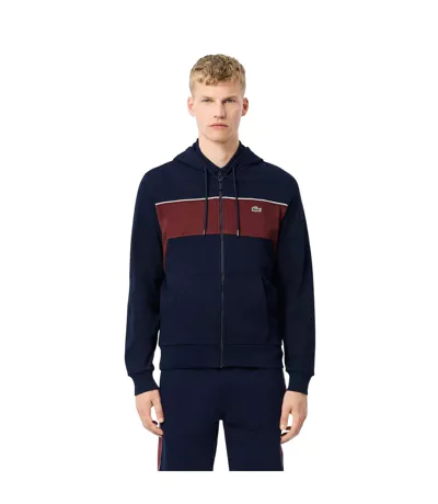 Veste À Capuche Style Bloc De Couleurs Homme Bleu Marine Rouge Lacoste