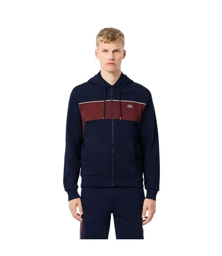 Veste À Capuche Style Bloc De Couleurs Homme Bleu Marine Rouge Lacoste