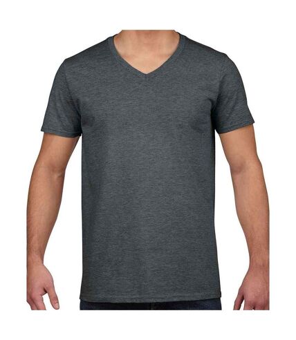 Gildan Unisex Adult Softstyle Heather V Neck T-Shirt (Dark Heather)