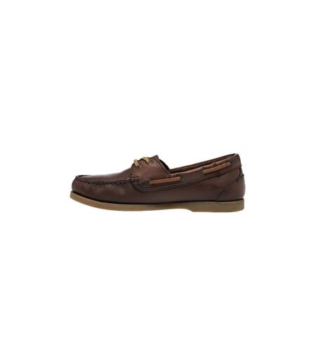 Womens/ladies Avisa Leather Boat Shoes Chestnut Brown Moretta