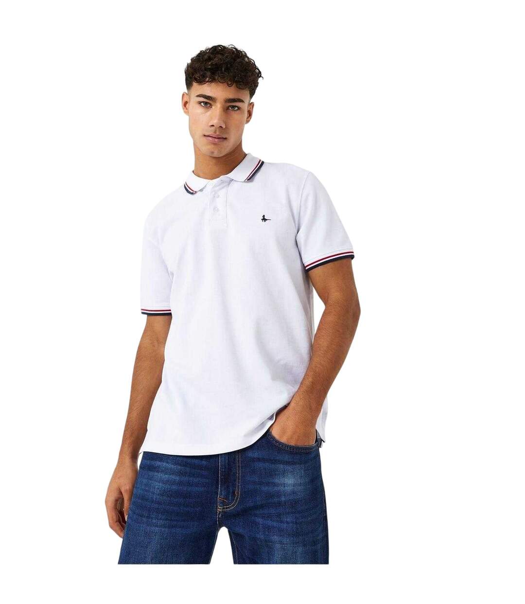 Polo Motif/style Rayure Contrastée Sur Bord Edgeware Homme Blanc Jack Wills-1