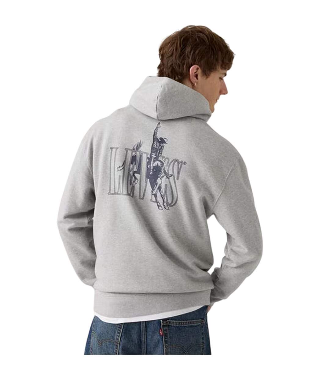 Mens Drop Shoulder Regular Drawstring Hoodie Grey Levis-3