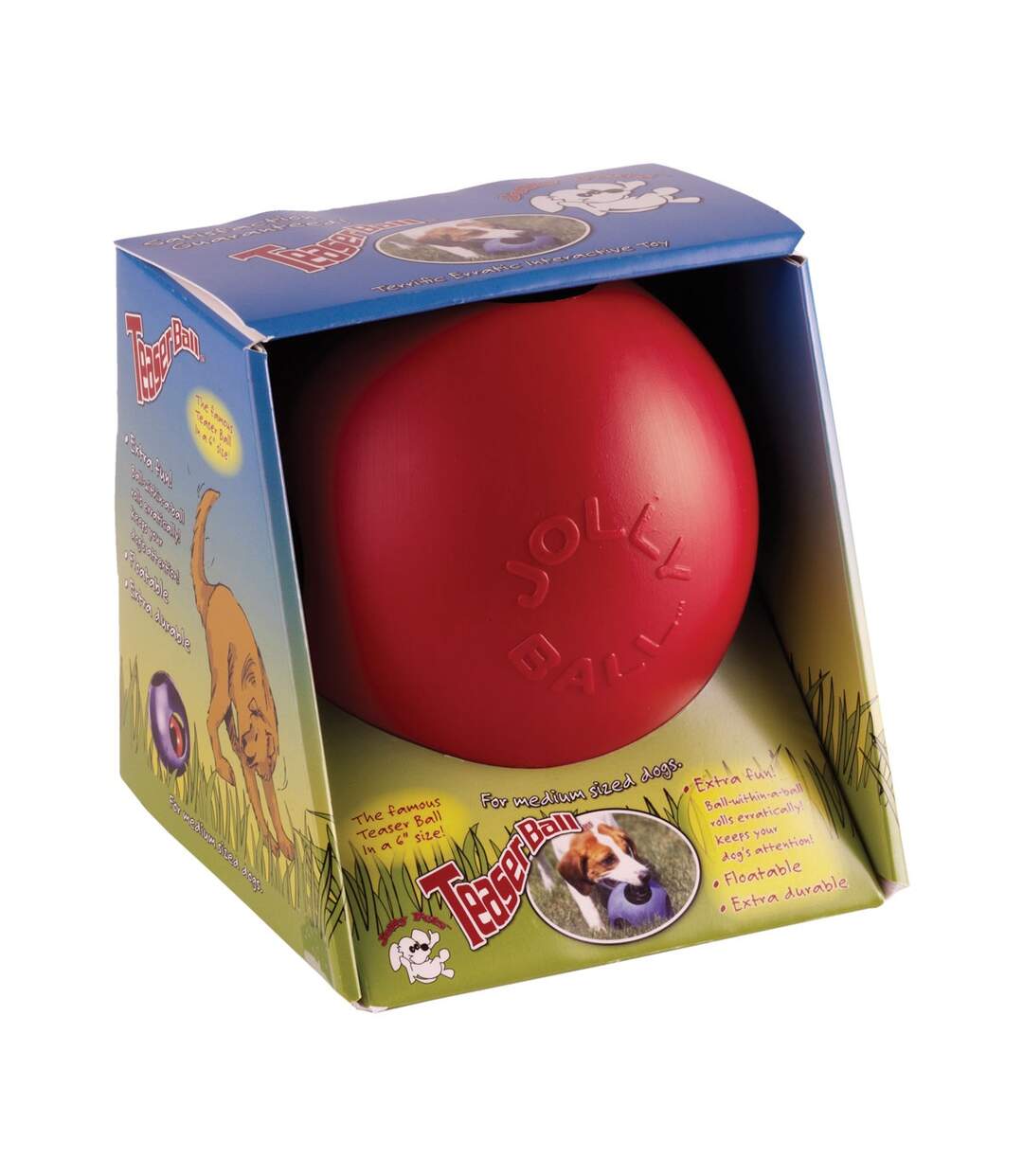 Horsemens pride jolly ball teaser dog toy 10in red Jolly Pets-2