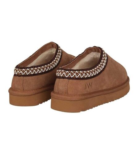 Womens/ladies Suede Flat Slippers Tan Jack Wills