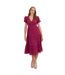 Robe Mi-longue Manches Bouffantes Motif/style Floral En Relief Femme Fuchsia Lovedrobe-1