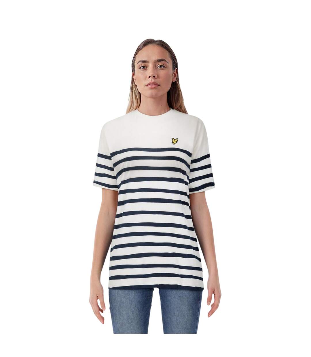 T-shirt Manches Courtes Motif/style À Rayures Breton Femme Blanc À Rayures Lyle & Scott-1