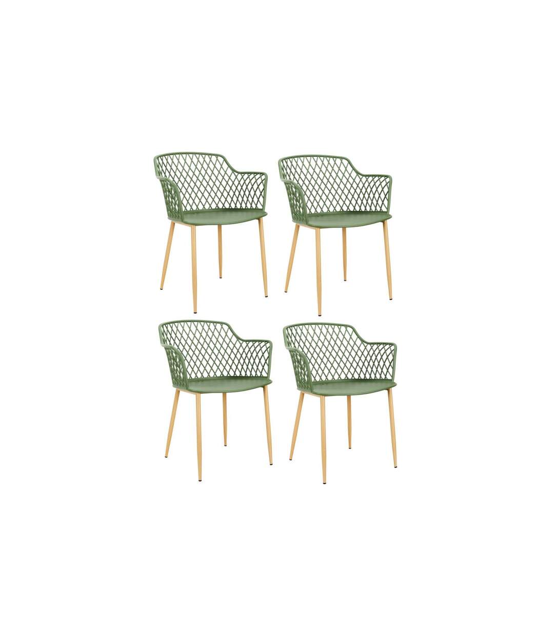 Lot de 4 Fauteuils Design Malaga 80cm Vert-1