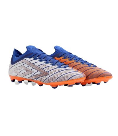 Unisex adult velocita elixir premier firm ground football boots white/deep surf/vermillion orange Umbro