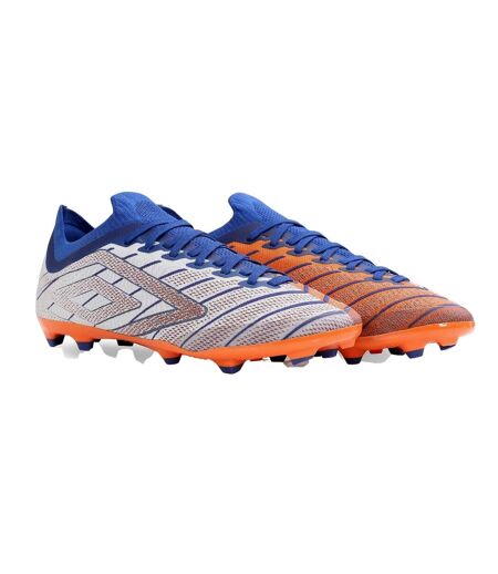 Umbro - Chaussures de foot pour terrain ferme VELOCITA ELIXIR PREMIER - Adulte (Blanc / Bleu foncé / Orange) - UTUO1731