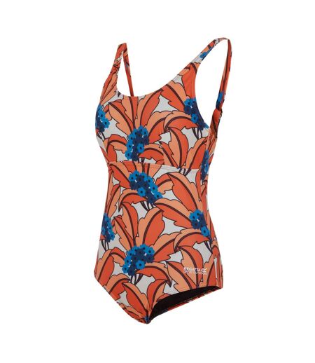 Womens/ladies Orla Kiely Tropical One Piece Swimsuit Orange Regatta