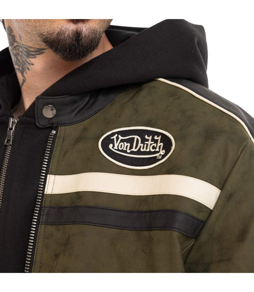 Veste motard doublée homme en simili Leroy Vondutch-2