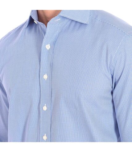 MICROVICHY4-G men's long-sleeved shirt with lapel collar