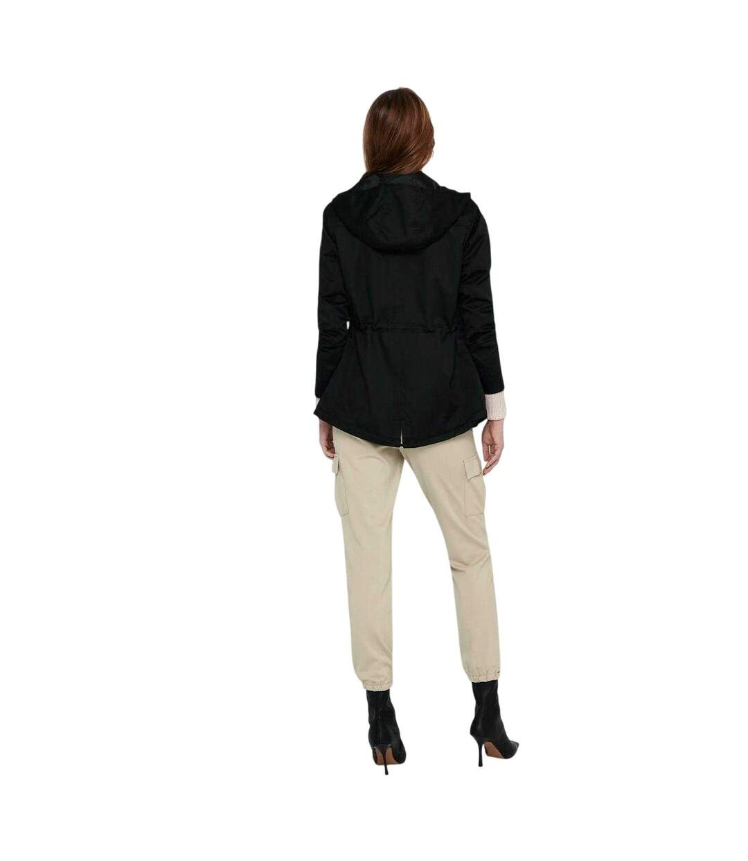 Womens/ladies Hooded Parka Black Only-4