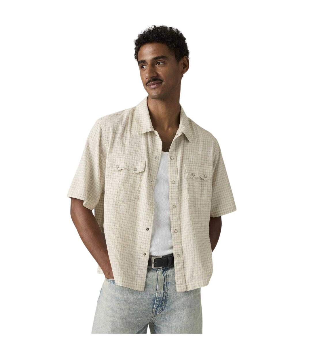 Chemise Manches Courtes Motif/style Entrecroisé Homme Blanc Levis-1