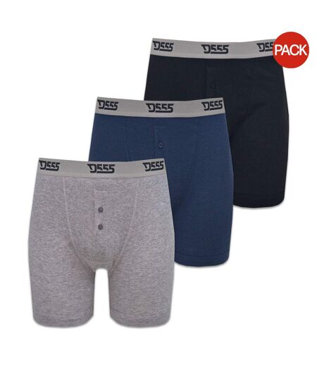 Duke London Mens Driver Kingsize Cotton Boxer Shorts (Pack Of 3) (Black/Grey/Navy) - UTDC145