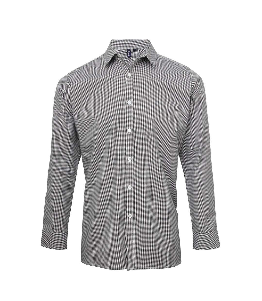 Microcheck chemise à manches longues homme noir/blanc Premier-1