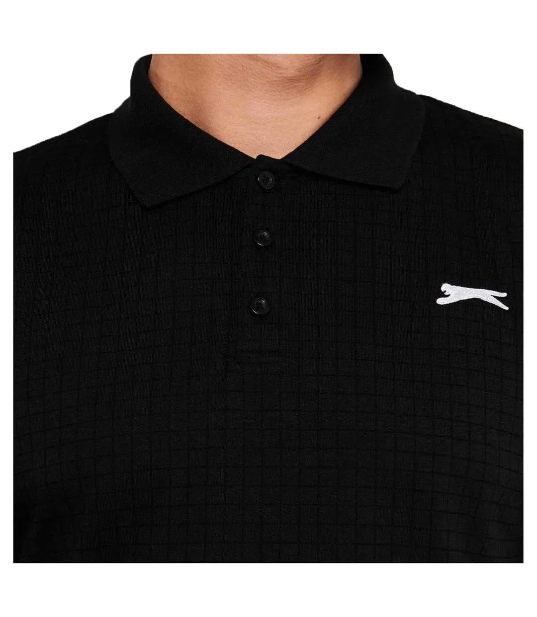 Mens Chequered Golf Polo Shirt Black Slazenger-3