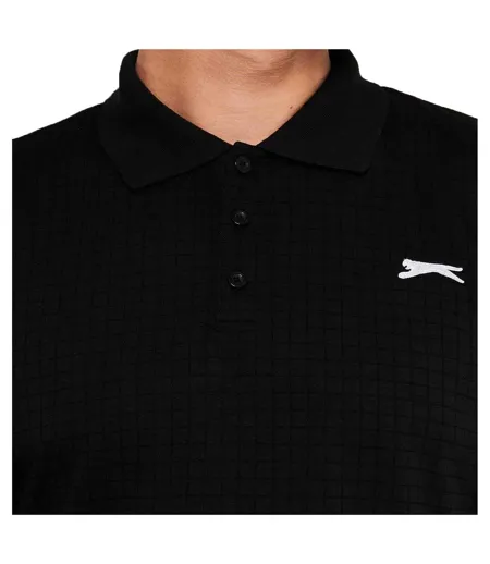 Mens Chequered Golf Polo Shirt Black Slazenger