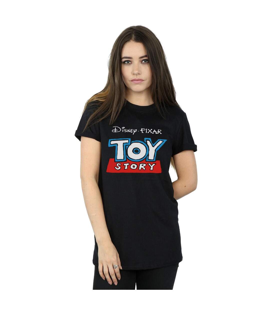 Disney Womens/Ladies Toy Story Cartoon Logo Cotton Boyfriend T-Shirt (Noir) - UTBI47072-2