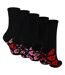 5 Pairs Ladies Poppy Footbed Socks - Soft Cotton Rich Floral Everyday Socks-1