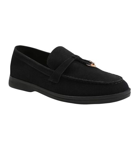 Womens/ladies Pegasus Charm Slip-on Loafers Black Where´s That From