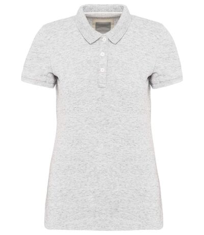 Polo vintage manches courtes - Femme - KV2207 - blanc chiné ash