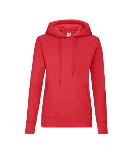 Classic lady fit hooded sweatshirt red Fruit of the Loom