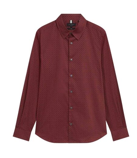 Chemise Manches Longues Motif/style Géométrique Homme Rouge Foncé Ted Baker