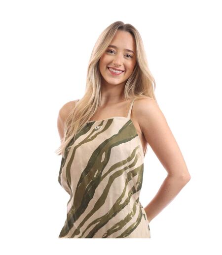Womens/ladies Zebra Mini Dress Beige Off White