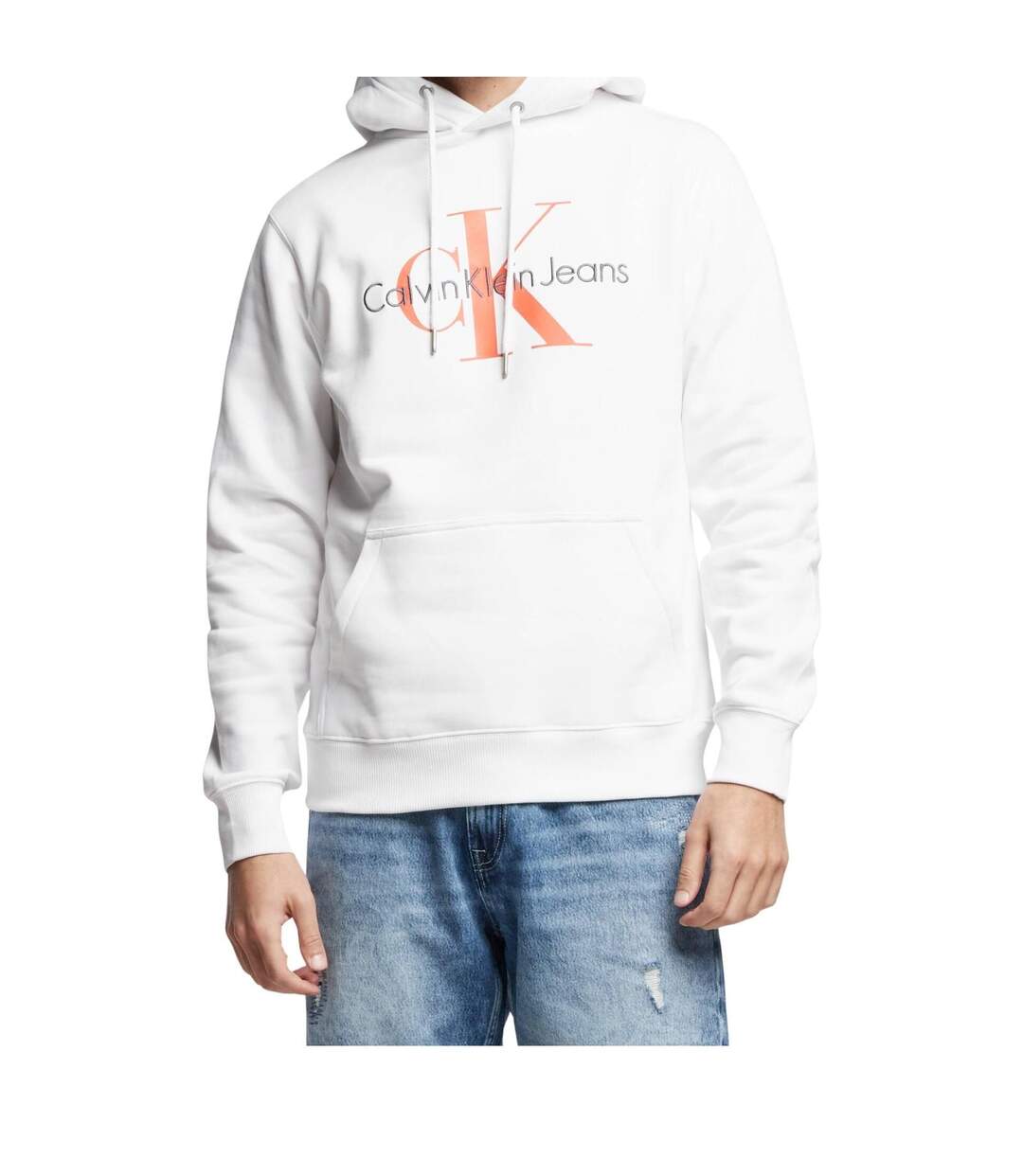 Sweat À Capuche Motif/style Logo Homme Blanc Vif Calvin Klein-1