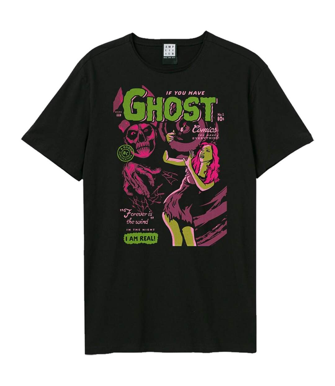 T-shirt Style Fantôme Forever Is The Wind Adulte Noir Amplified-1