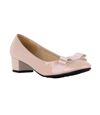 Krisp Womens/Ladies Bow Toe Low Heel Leather Court Shoe (Nude) - UTKP201