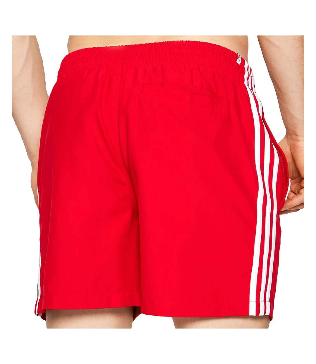 Short de bain Rouge Homme Adidas 3-stripes - M