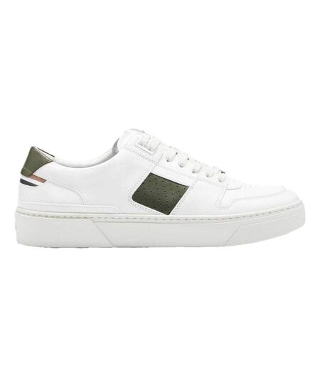 Mens Gary Logo Leather Tennis Trainers White Boss