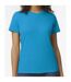 Womens/ladies soft midweight t-shirt sapphire blue Gildan