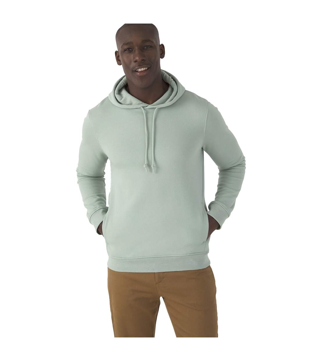 Mens Organic Hoodie Sage Green B&C-3