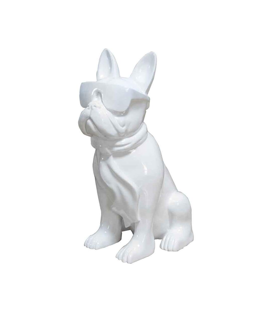 Sculpture Design Chien Dude 37cm Blanc-3