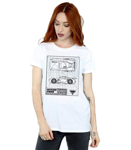 Disney - T-shirt CARS JACKSON STORM BLUEPRINT - Femme (Blanc) - UTBI16110