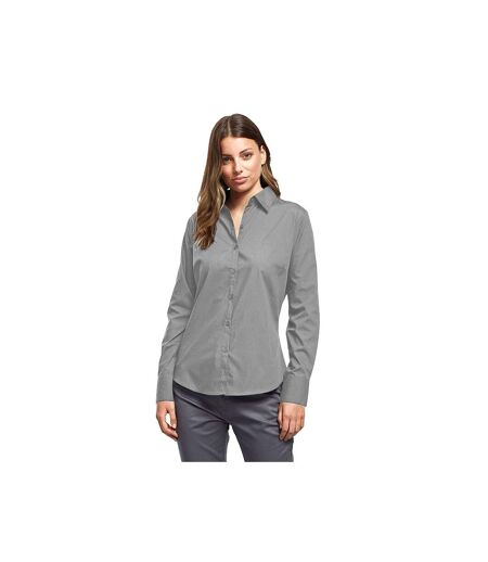 Premier Womens/Ladies Poplin Long Sleeve Blouse / Plain Work Shirt (Silver) - UTRW1090