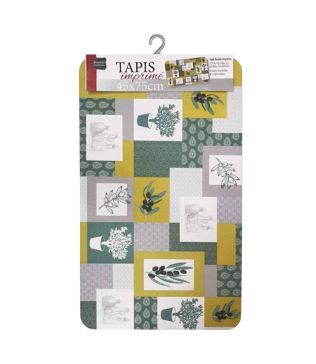 Tapis Imprimé Graziella 45x75cm Jaune & Vert-2