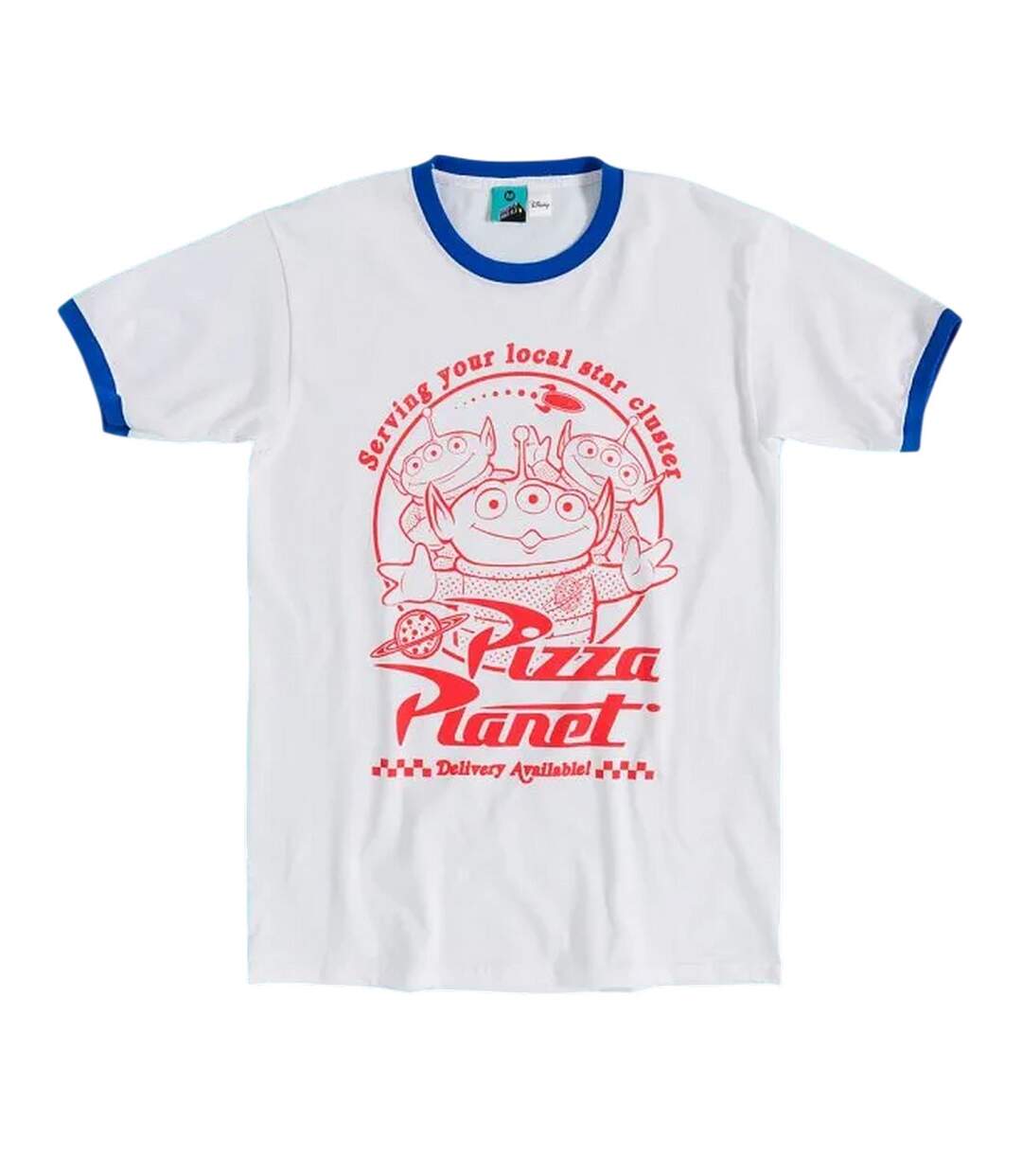 T-shirt Motif Alien De Pizza Planet Motif/style Ringer Adulte Blanc Toy Story-1